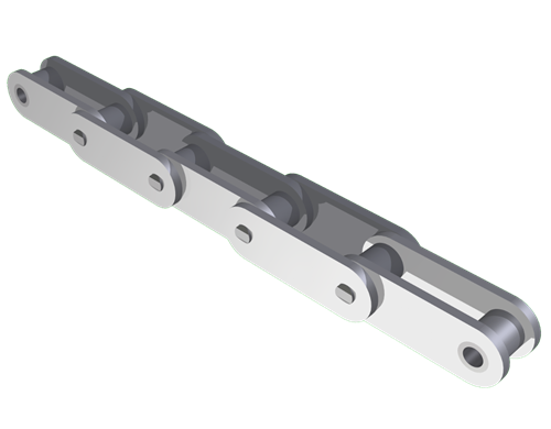 Double pitch chains with straight side plates